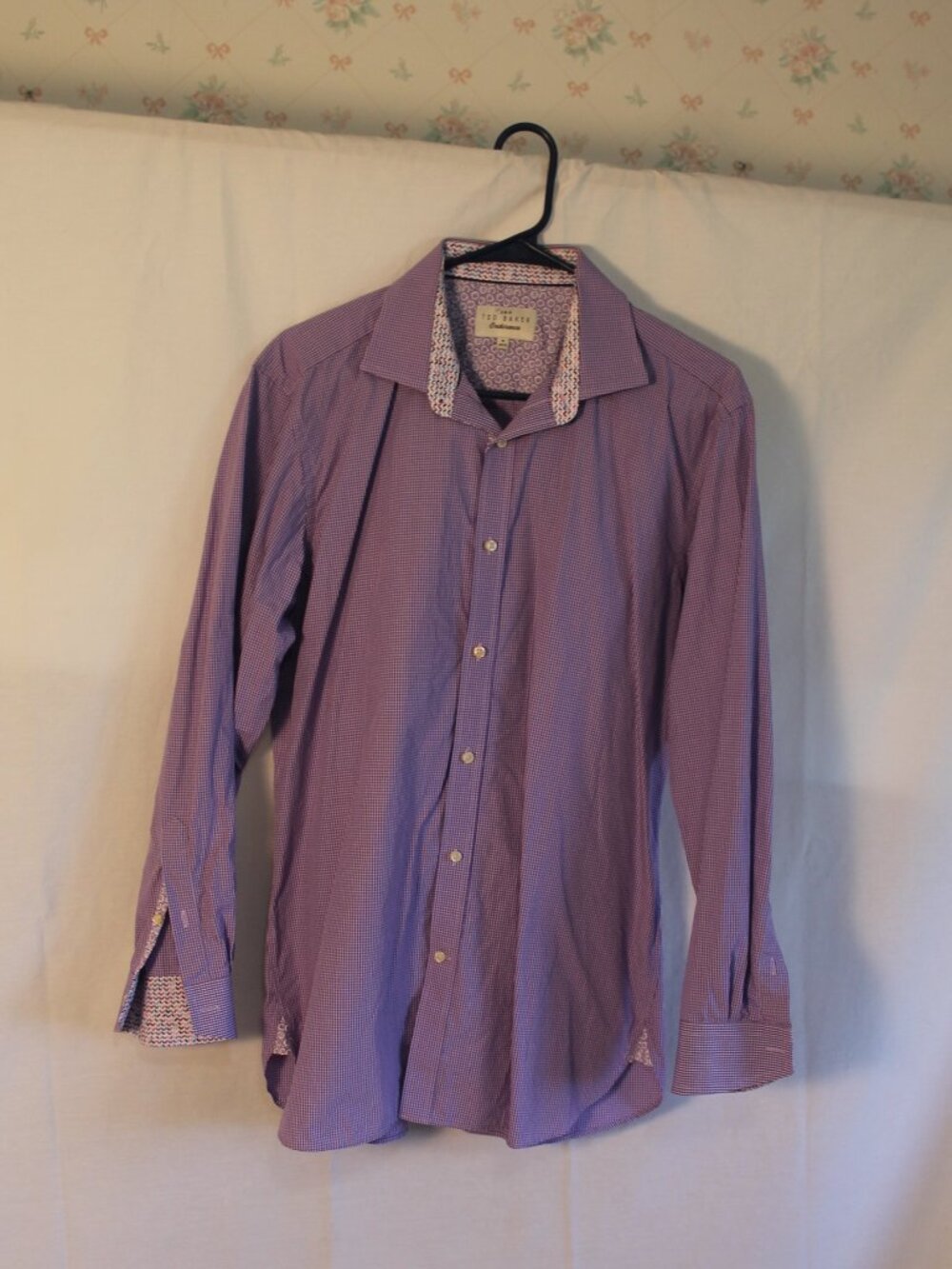 Ted Baker Endurance Purple Check Cotton Dress Shirt 16